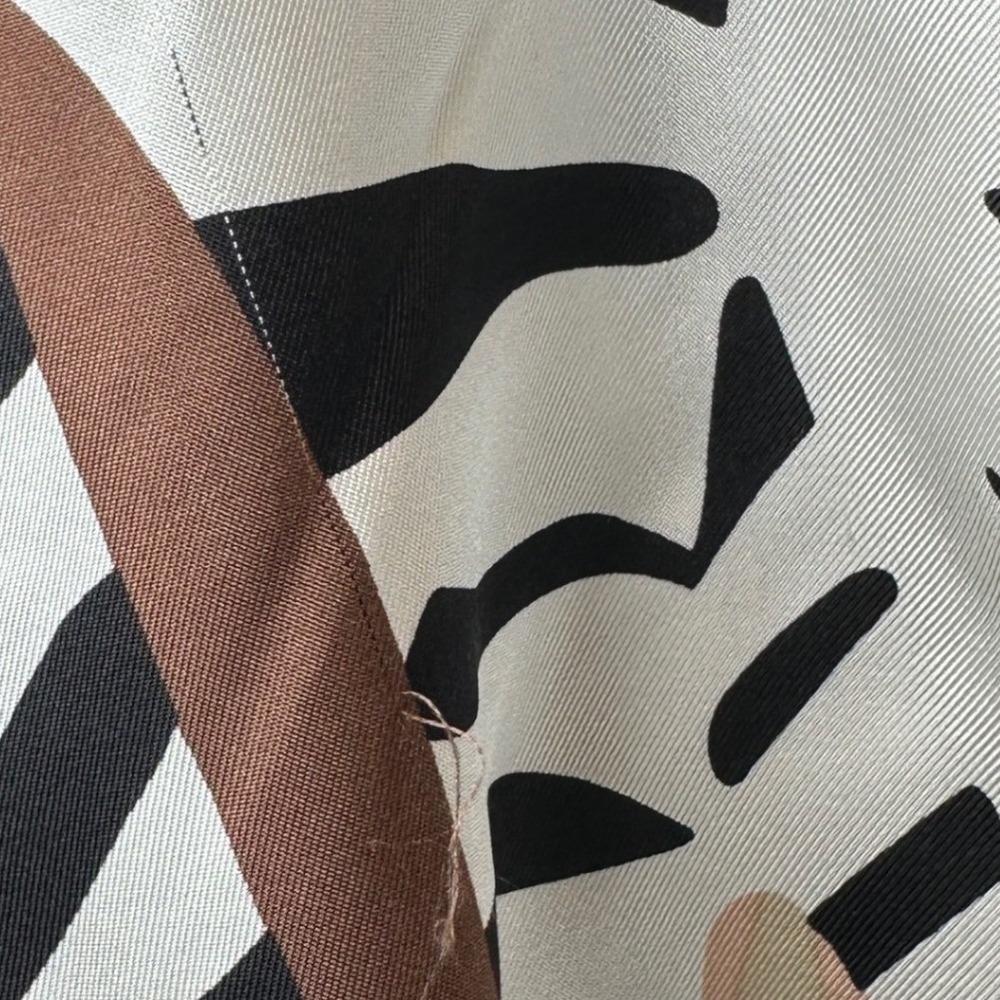 Chico's Silk Zebra Print Kaftan Top Black Brown White L/XL Poncho Blouse - Picture 8 of 9
